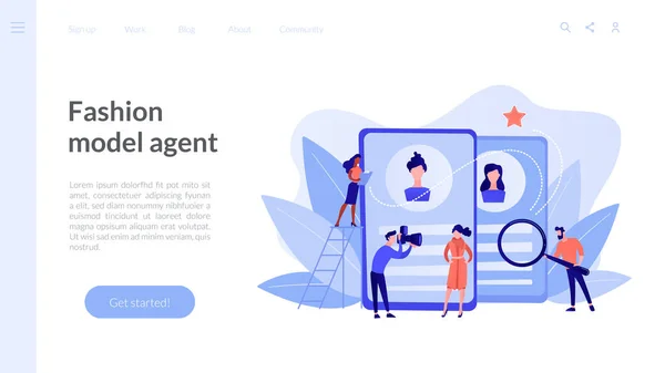 Modeling agency concept landing page. — Stock Vector