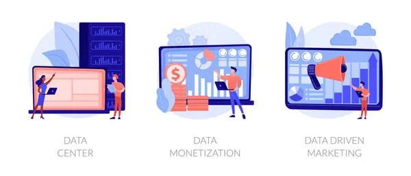 Big data almacenamiento y uso de metáforas concepto vectorial — Archivo Imágenes Vectoriales