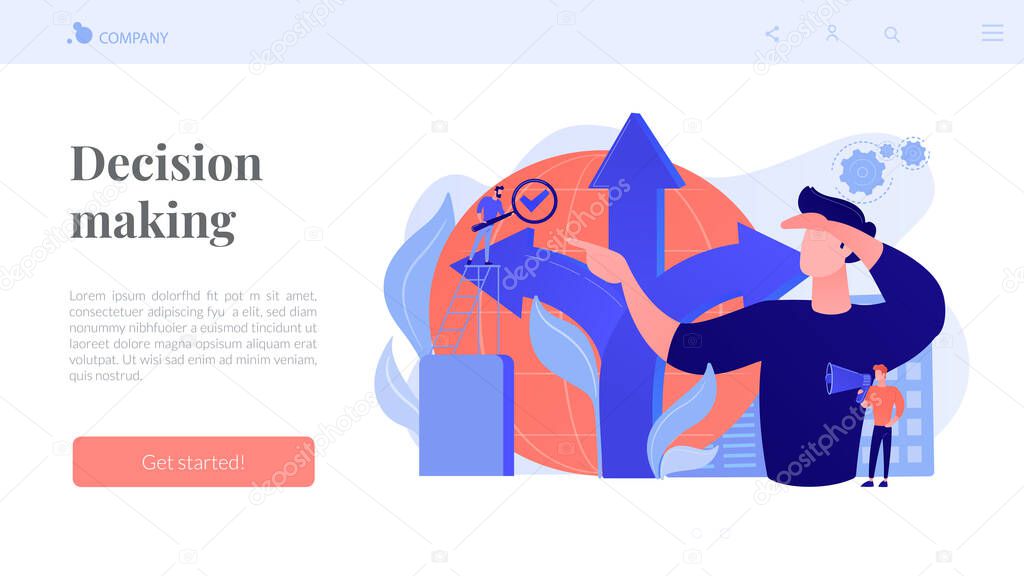 Decision making concept landing page