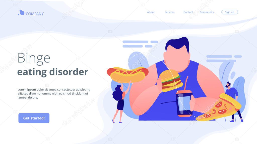 Overeating addiction concept landing page.