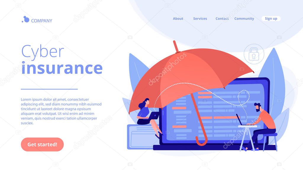 Cyber insurance concept landing page.