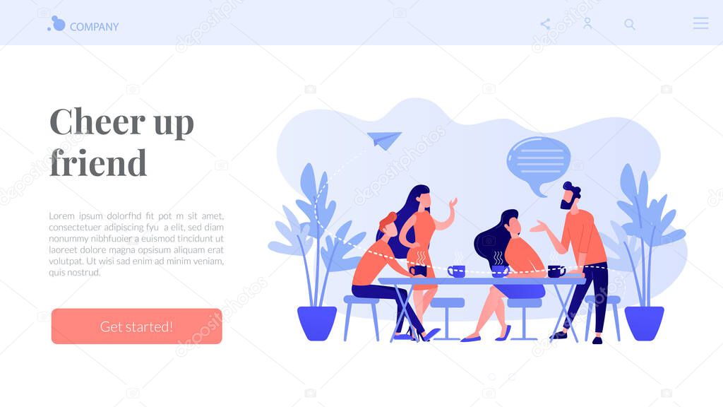 Friends meeting concept landing page.