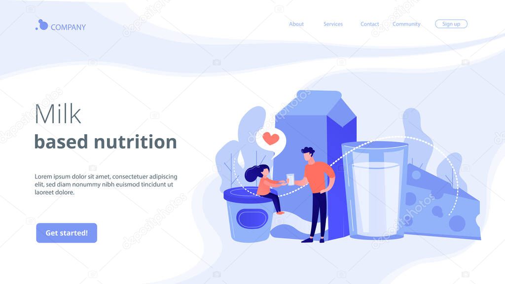 Dairy products concept landing page.