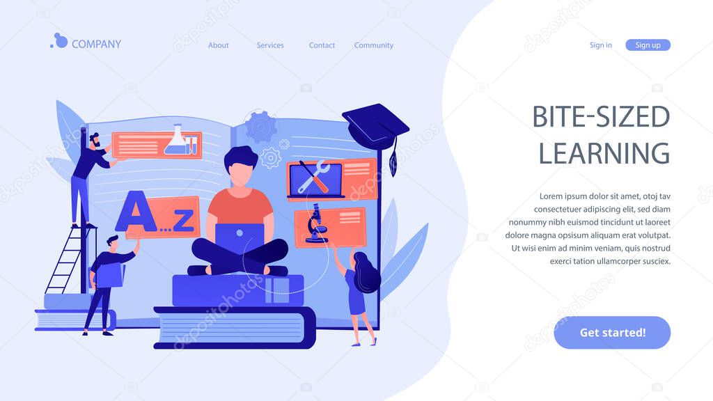 Personalized learning concept landing page