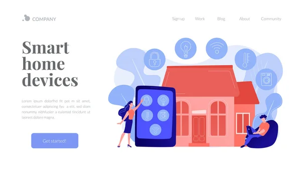 智能家庭概念登陆页面. — 图库矢量图片