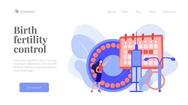 Concepto anticonceptivo femenino landing page . — Vector de stock