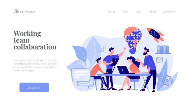 Collaboration concept landing page. — Stock Vector