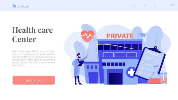 Private healthcare concept landing page. — Stock Vector