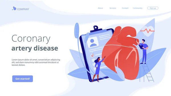 Ischemic heart disease concept landing page. — Stock Vector