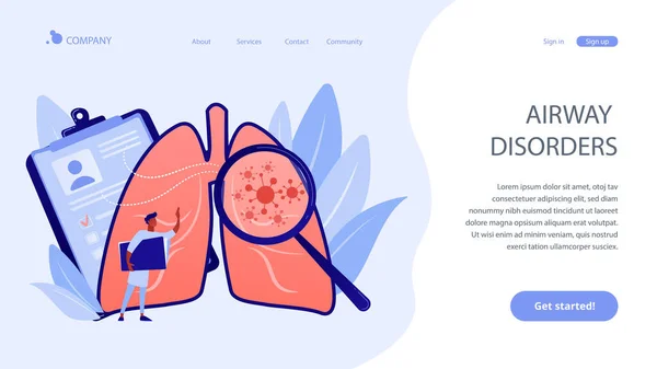 Lung cancer concept landing page. — Stock Vector