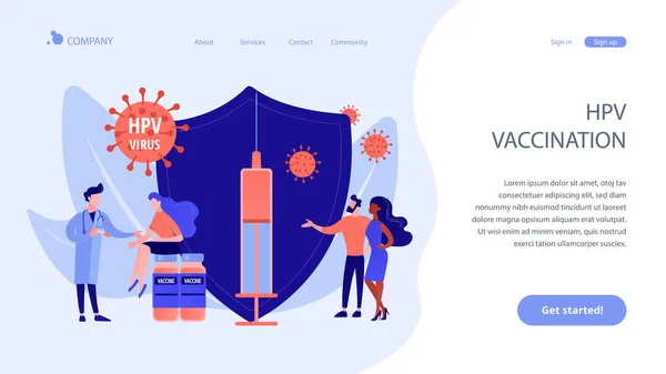 Concepto de vacunación contra el VPH landing pageation — Archivo Imágenes Vectoriales
