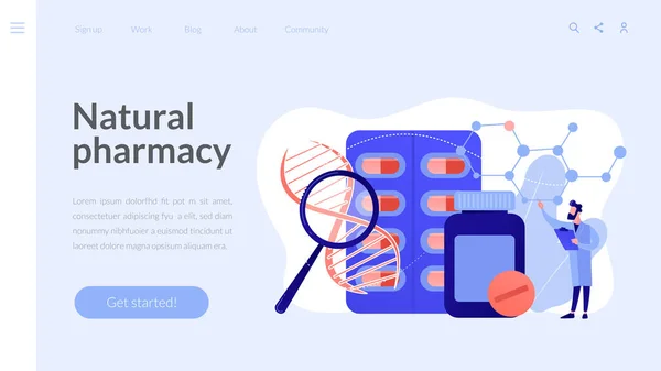 Konzept für biopharmakologische Produkte Landing Page. — Stockvektor