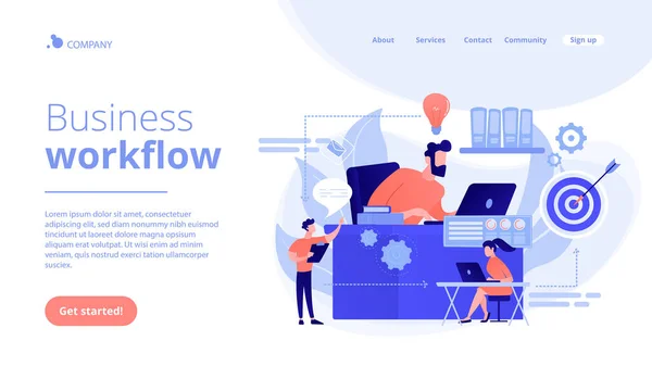 Arbeitsablaufkonzept Landing Page. — Stockvektor