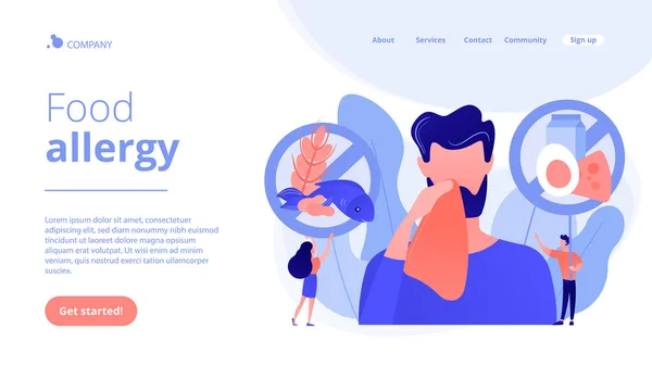 Alergia alimentaria concepto landing page . — Vector de stock