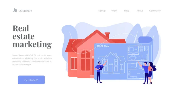 Plano imobiliário conceito landing page — Vetor de Stock