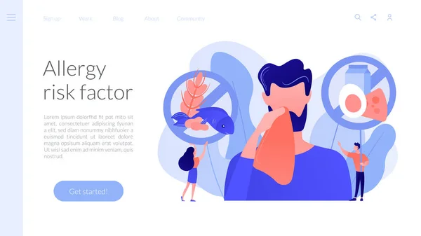 Concetto allergia alimentare landing page . — Vettoriale Stock