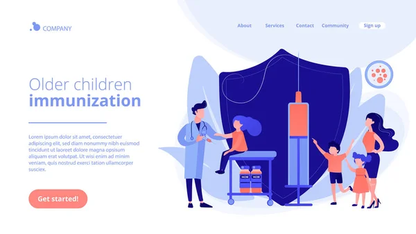 Vacunación de preadolescentes y adolescentes concepto landing page . — Vector de stock