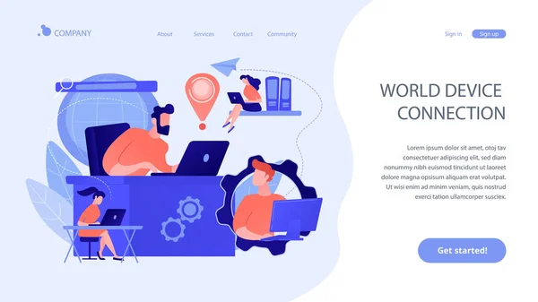 Global network connection concept landing page. — Stock Vector