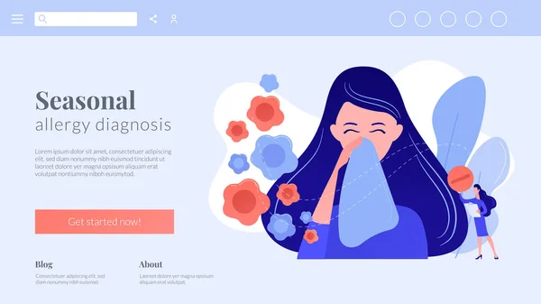 Seizoensgebonden allergie concept landing page. — Stockvector