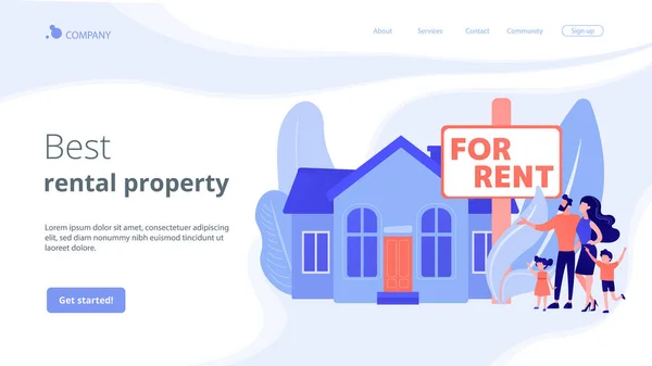 Casa in affitto concept landing page . — Vettoriale Stock