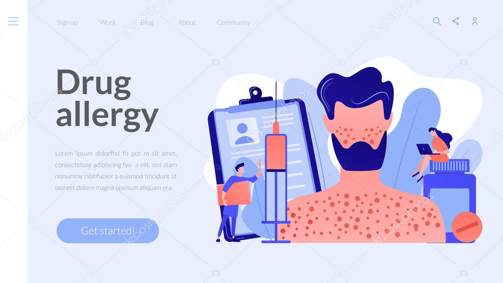 Drug allergy concept landing page.