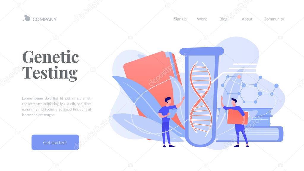 Genetic testing concept landing page.