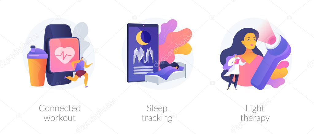 Health maintaining and wellbeing abstract concept vector illustrations.