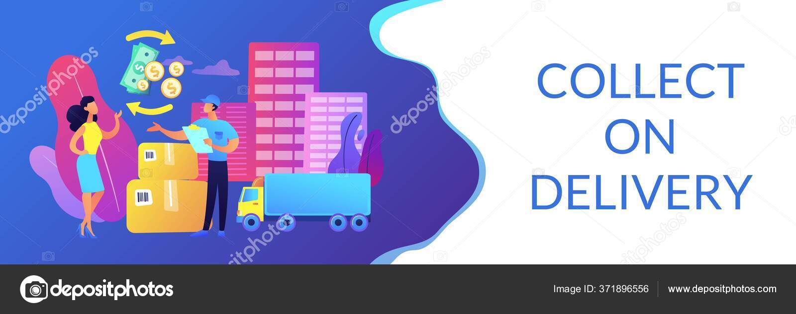 Cash on delivery COD concept banner header Stock Vector Image by