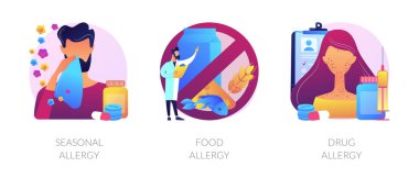 Allergy types abstract concept vector illustrations.