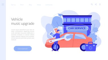 Araba ayarlama konsepti iniş sayfası.