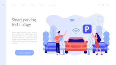 Self-parking car system concept landing page. clipart