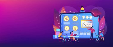 Kripto para birimi ticaret kursları konsept afiş başlığı