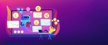Kripto ticari robot konsept afişi başlığı
