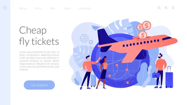 Vuelos de bajo coste concepto landing page — Vector de stock