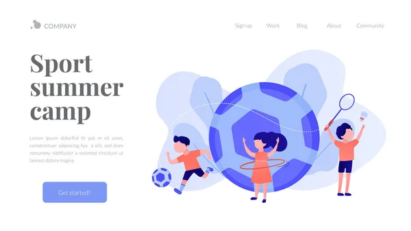 Campamento de verano deportivo concepto landing page . — Vector de stock