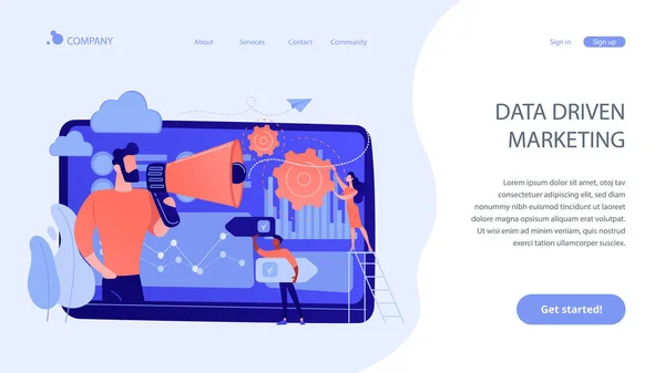 Datengetriebenes Marketing-Konzept Landing Page. — Stockvektor