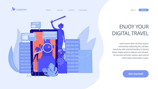 Destinos inteligentes concepto de proyecto landing page — Archivo Imágenes Vectoriales
