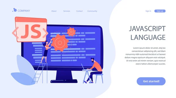 Concetto JavaScript landing page. — Vettoriale Stock