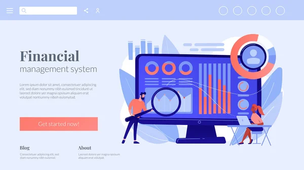 Finanzmanagementsystem-Konzept Landing Page. — Stockvektor