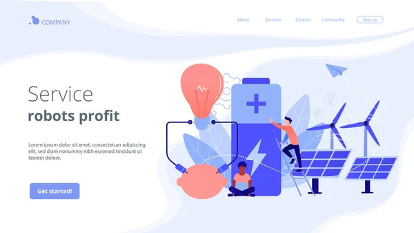 Tecnologia innovativa della batteria concept landing page . — Vettoriale Stock