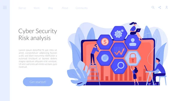 Koncept för hantering av cybersäkerhet landningssida. — Stock vektor