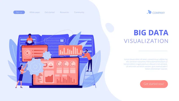 Big data visualisatie concept landing page. — Stockvector