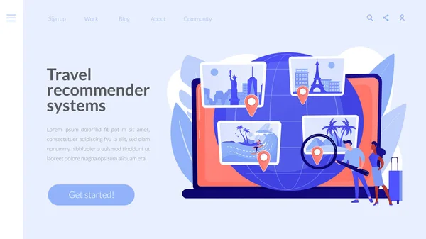 Smart Tourism System Konzept Landing Page — Stockvektor