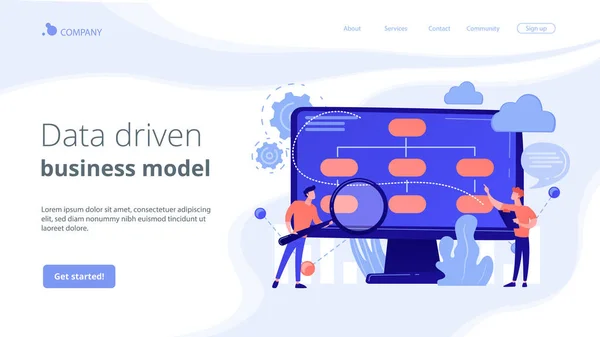 Datagestuurde business model concept landing page. — Stockvector