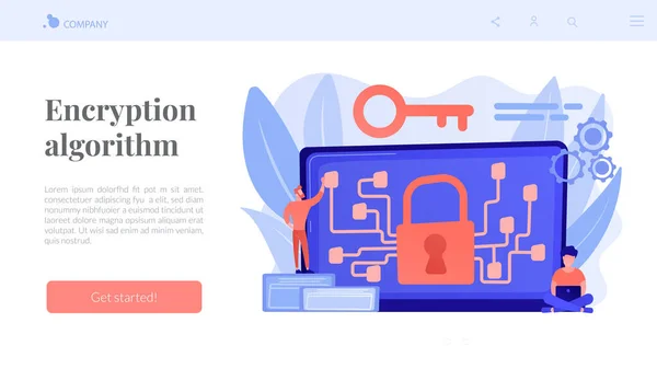 Criptografía y cifrado concepto landing page . — Archivo Imágenes Vectoriales