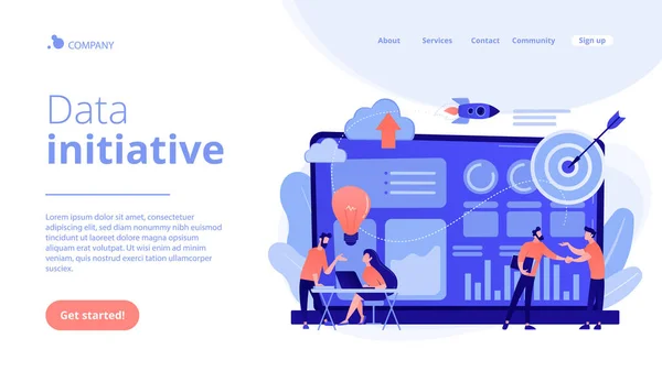 Dateninitiative Konzept Landing Page. — Stockvektor