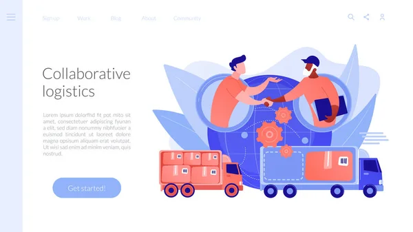 Collaborative logistics concept landing page — Stock Vector