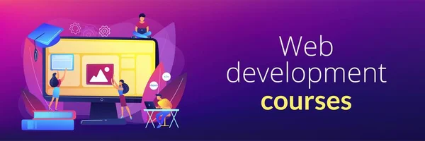 Web development courses concept banner header — Stock Vector