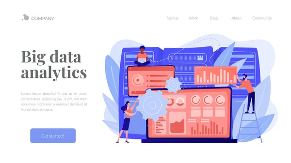 Big Data Visualisierungskonzept Landing Page. — Stockvektor