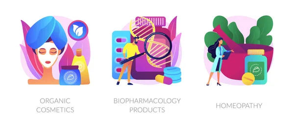 Organic pharmacological products vector concept metaphors. — Stock Vector